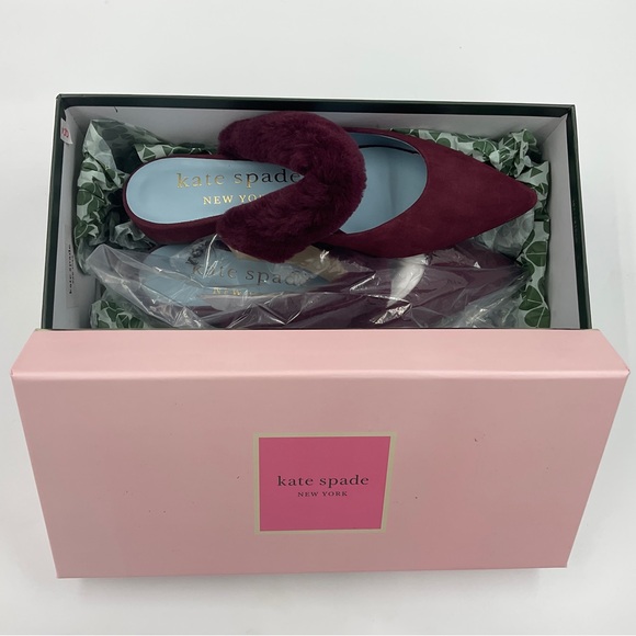 Kate Spade NWT Marielle Mules Suede NIB in Grenache Color Women’s Size 6B - Picture 2 of 16
